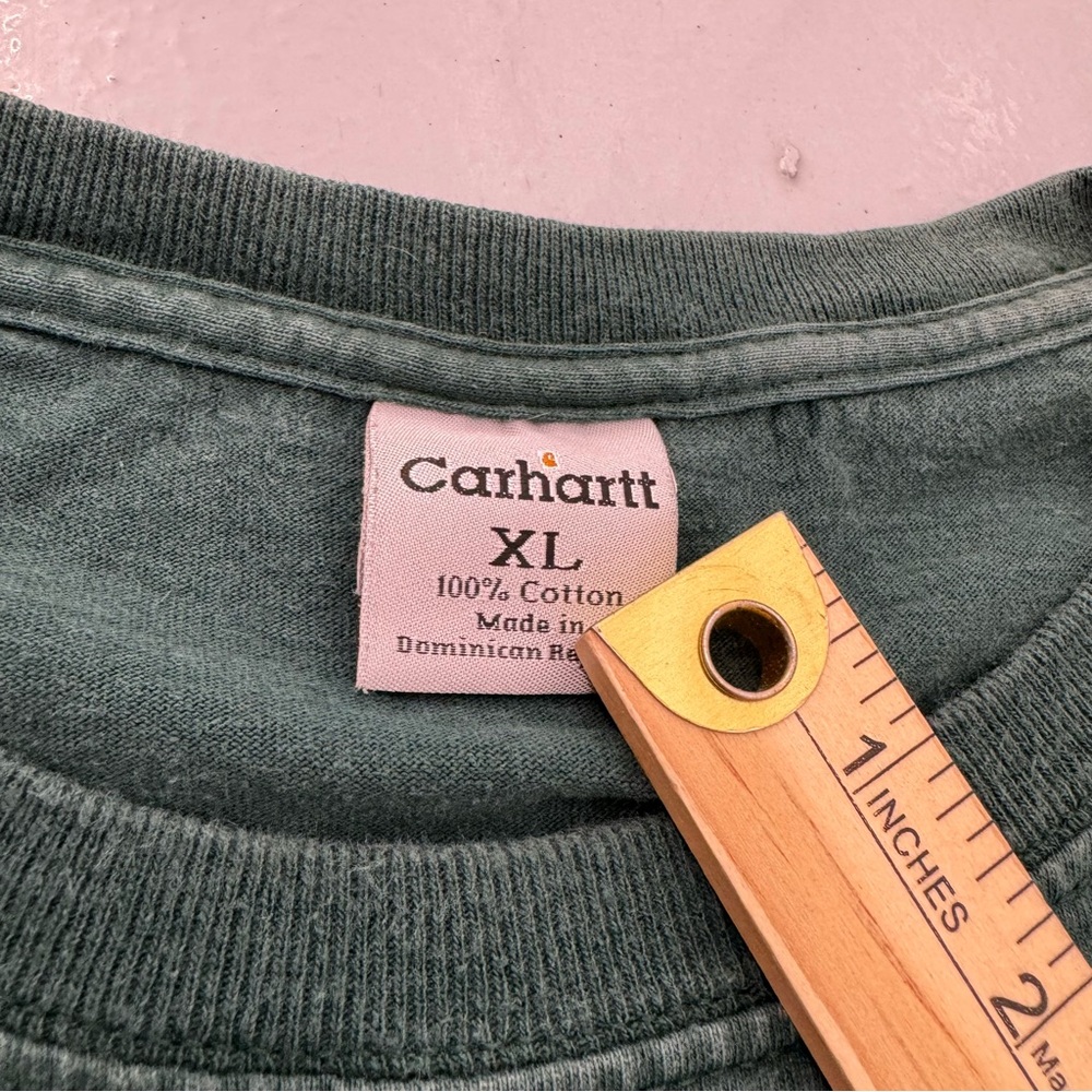 Vintage Carhartt Pocket Tee T Shirt Green Workwear - Picture 4 of 5